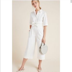 Gal Meets Glam Sawyer Poplin Jumpsuit White 0